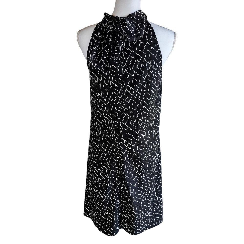 Banana Republic Womens Turtleneck Sleeveless Geometric Mini Dress Black Size 4